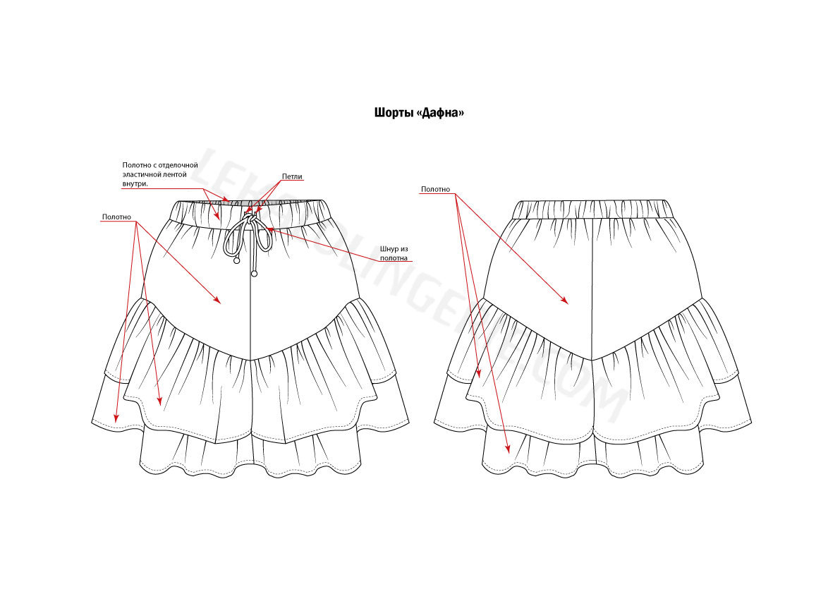 Технический рисунок шорты Дафна