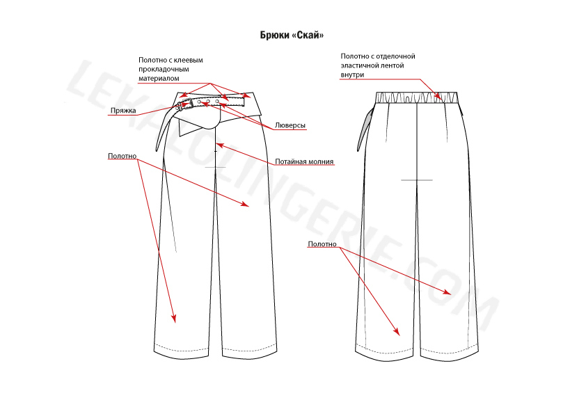 Технический рисунок брюки Скай