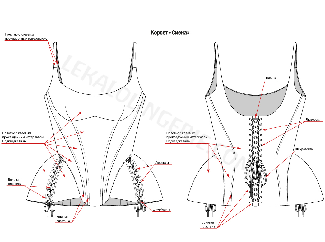 Технический рисунок корсет Сиена
